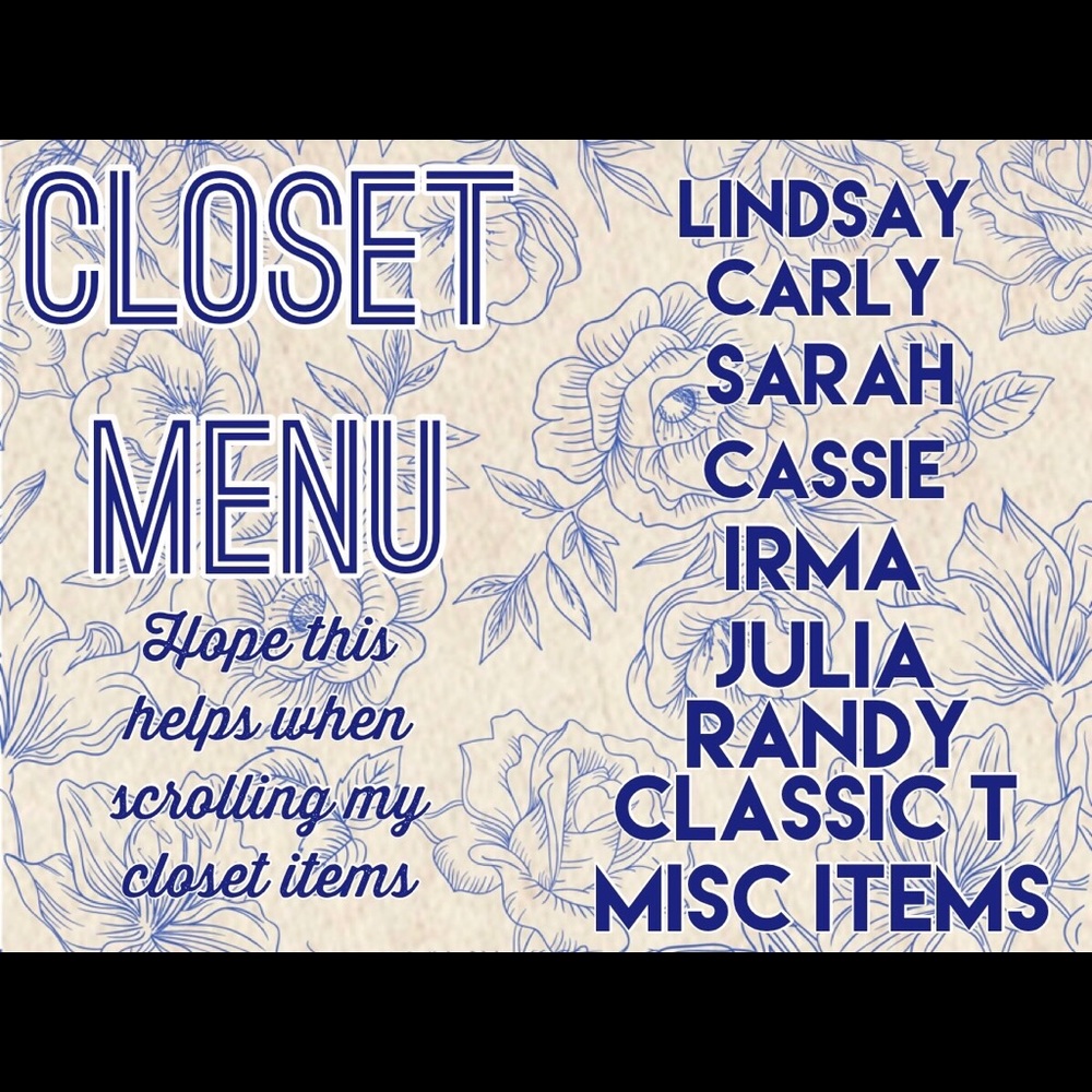 Closet menu